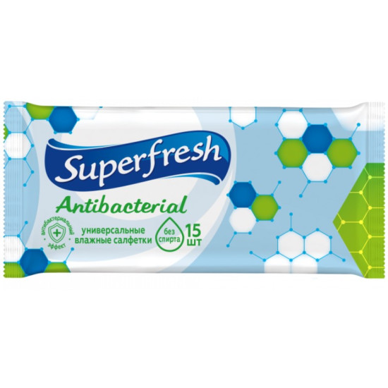 Вологі серветки Superfresh антибактеріальні 15 шт (26965z)