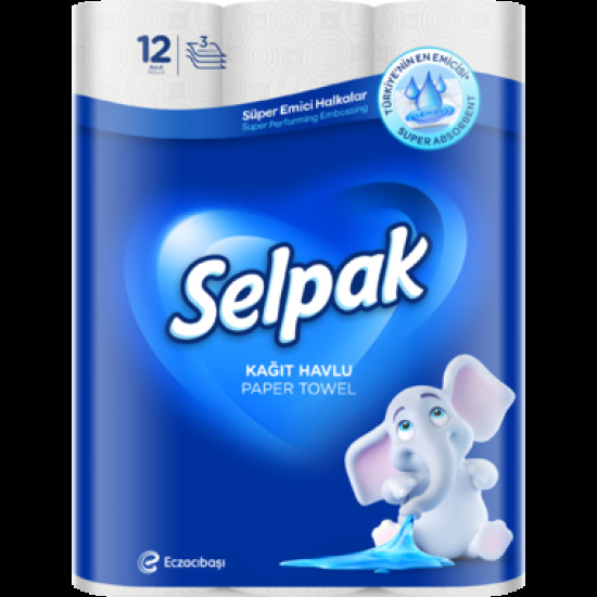 Рушники паперові Selpak 3-шарові 12 рулонів (29388z)