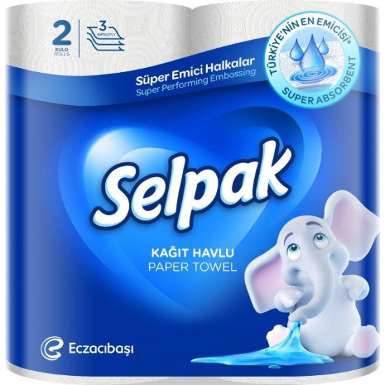 Рушники паперові Selpak 3-шарові 2 рулони (29380z)