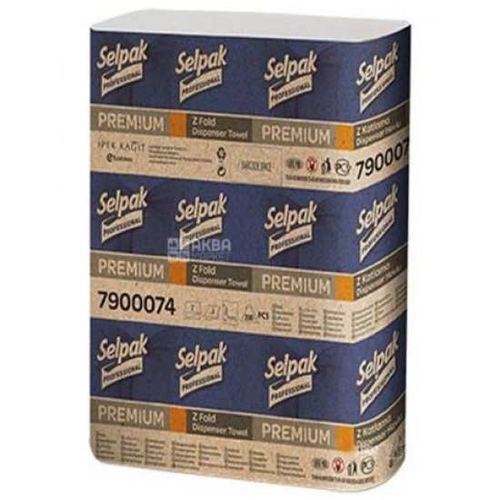 Рушники паперові Selpak Premium 2-шарові целюлоза 23.5*24см 200 шт (29121z)
