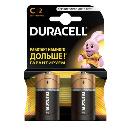 Батарейка LR14 2шт C-бочка Duracell Basic 1.5 V алкалінова США (57354z)