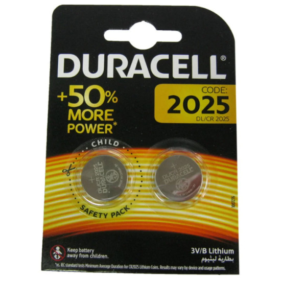 Батарейка CR-2025 2шт Duracell 3V літієва Китай (57335z)