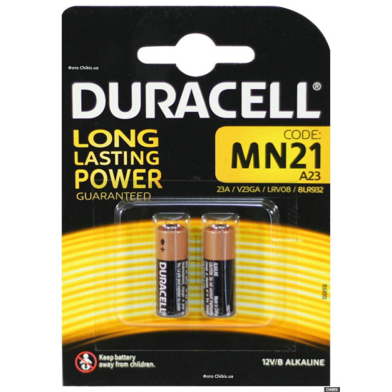 Батарейка MN21/А23 2шт міні Duracell 12V алкалінова Китай (57344z)