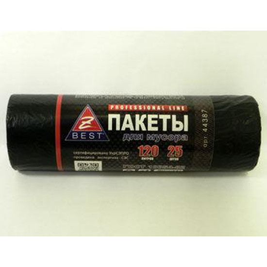 Пакети для сміття Z-Best чорні 120л 25шт 20мк (44387z)